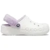Classic Baya Lined Fuzz-Strap Clog ”White Lila”