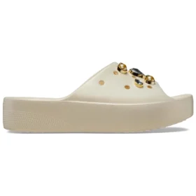 Classic Crystals Pearls Platform Slides ”White”