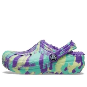 Classic Lined Marbled Clogs ”Neon Purple Multi”