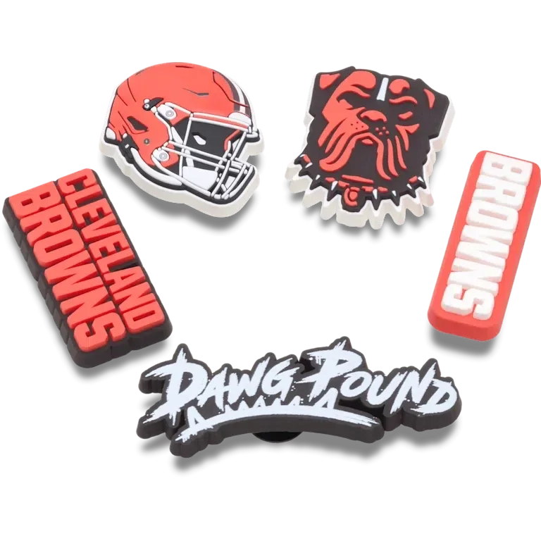 NFL Cleveland Browns 5-pakkaus Jibbitz-kenkäkorut NFL Cleveland Browns 5-pakkaus Jibbitz-kenkäkorut