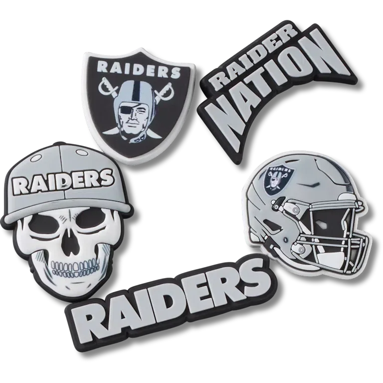 NFL Las Vegas Raiders 5-pakkaus Jibbitz-kenkäkorut NFL Las Vegas Raiders 5-pakkaus Jibbitz-kenkäkorut