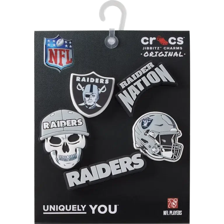 NFL Las Vegas Raiders 5-pakkaus Jibbitz-kenkäkorut NFL Las Vegas Raiders 5-pakkaus Jibbitz-kenkäkorut
