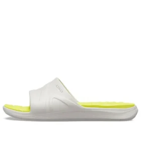 Reviva Broad Strap Round Toe Slides ”Yellow White”
