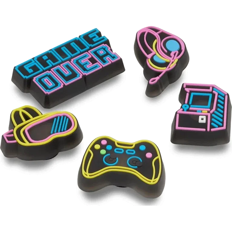 Valoa hehkuvat Neon Gamer 5-pakkaus Jibbitz-korut Valoa hehkuvat Neon Gamer 5-pakkaus Jibbitz-korut